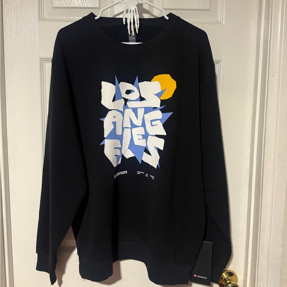 lululemon athletica Black Crewneck Sweatshirt with Los Angeles Graphic